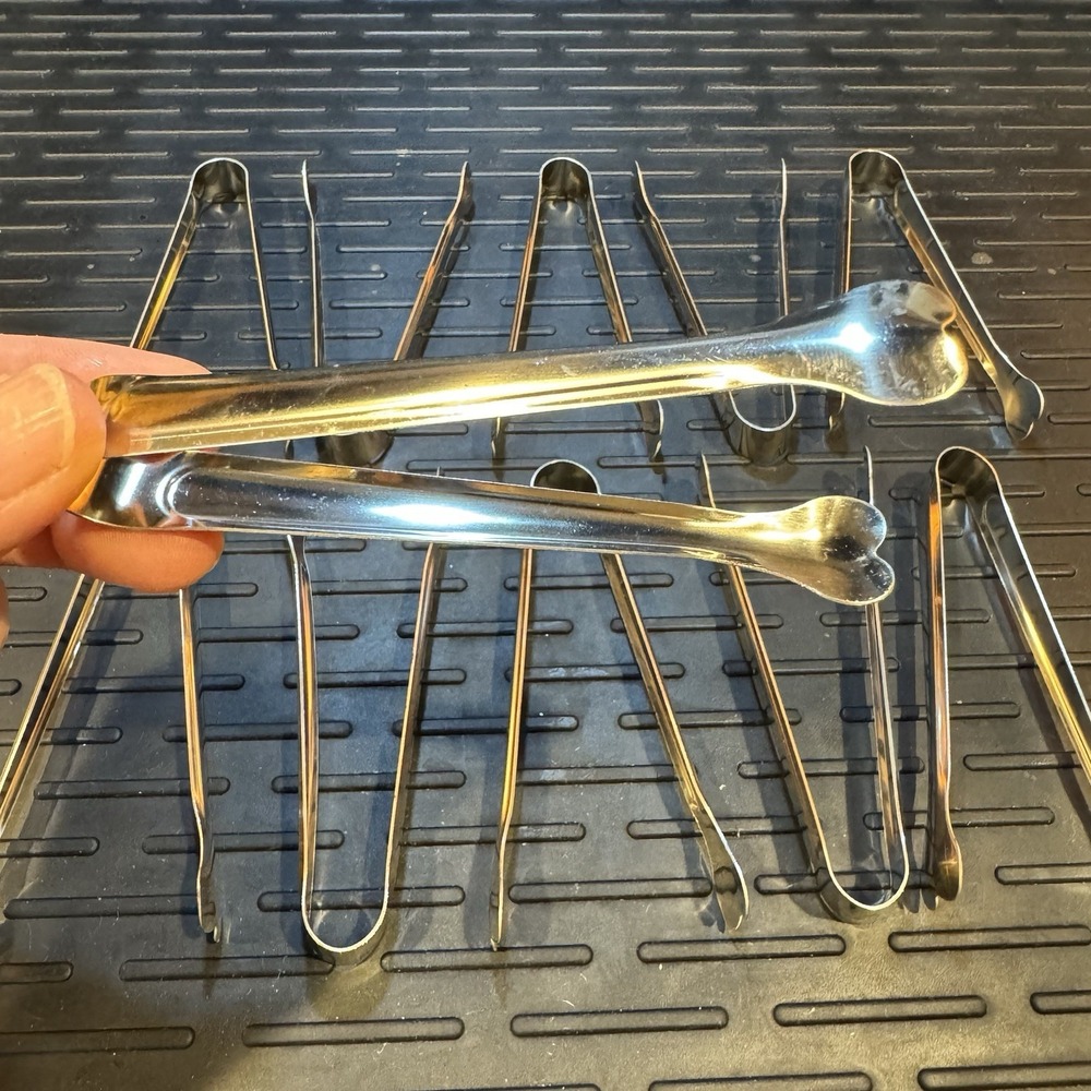 Mini Heart Shaped Serving Tongs Set of 11 Mini Sugar Tongs Silver Party Tongs